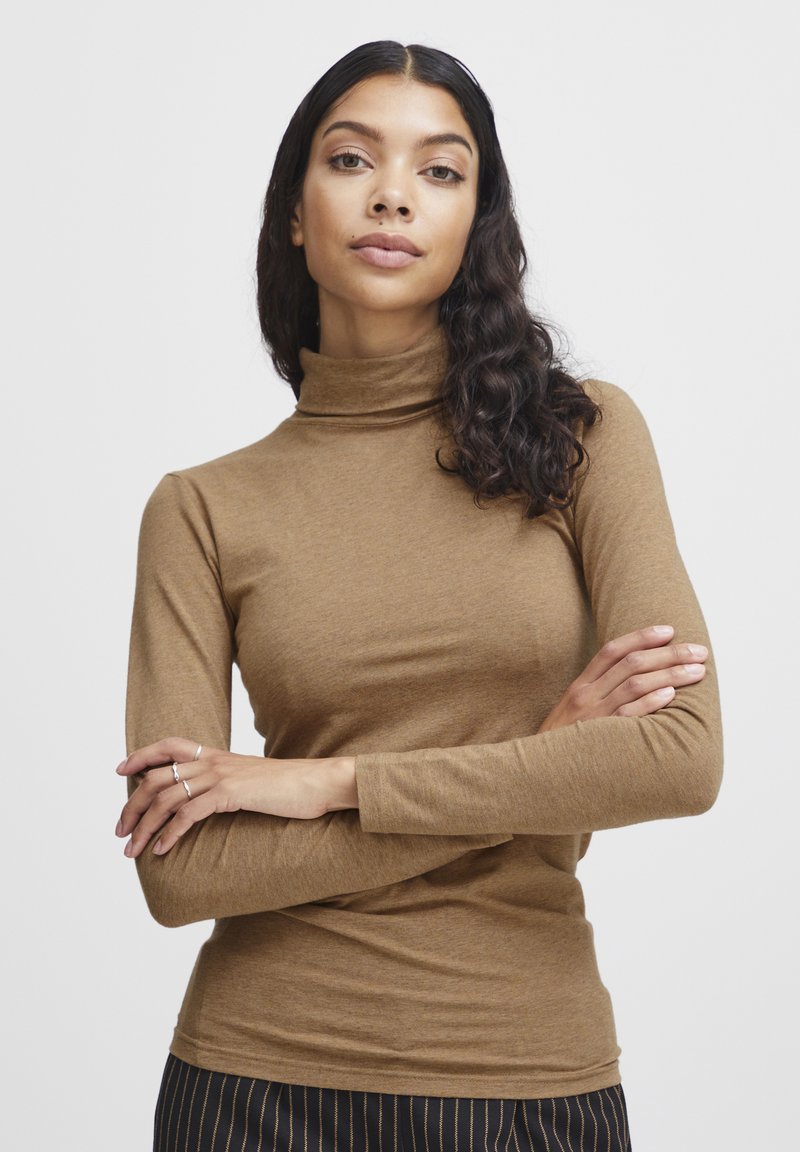 b.young PAMILA ROLL NECK - Camiseta de manga larga - tiger's eye melange
