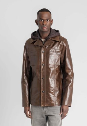 TAGGART HOOD BUFF  - Leren jas - mocca