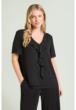 Luisa Viola, BLUSA CON VOLANT - Blusa - nero
