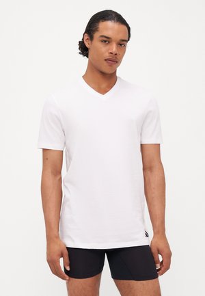 V NECK 3 PACK - Undershirt - white/mottled light grey/black