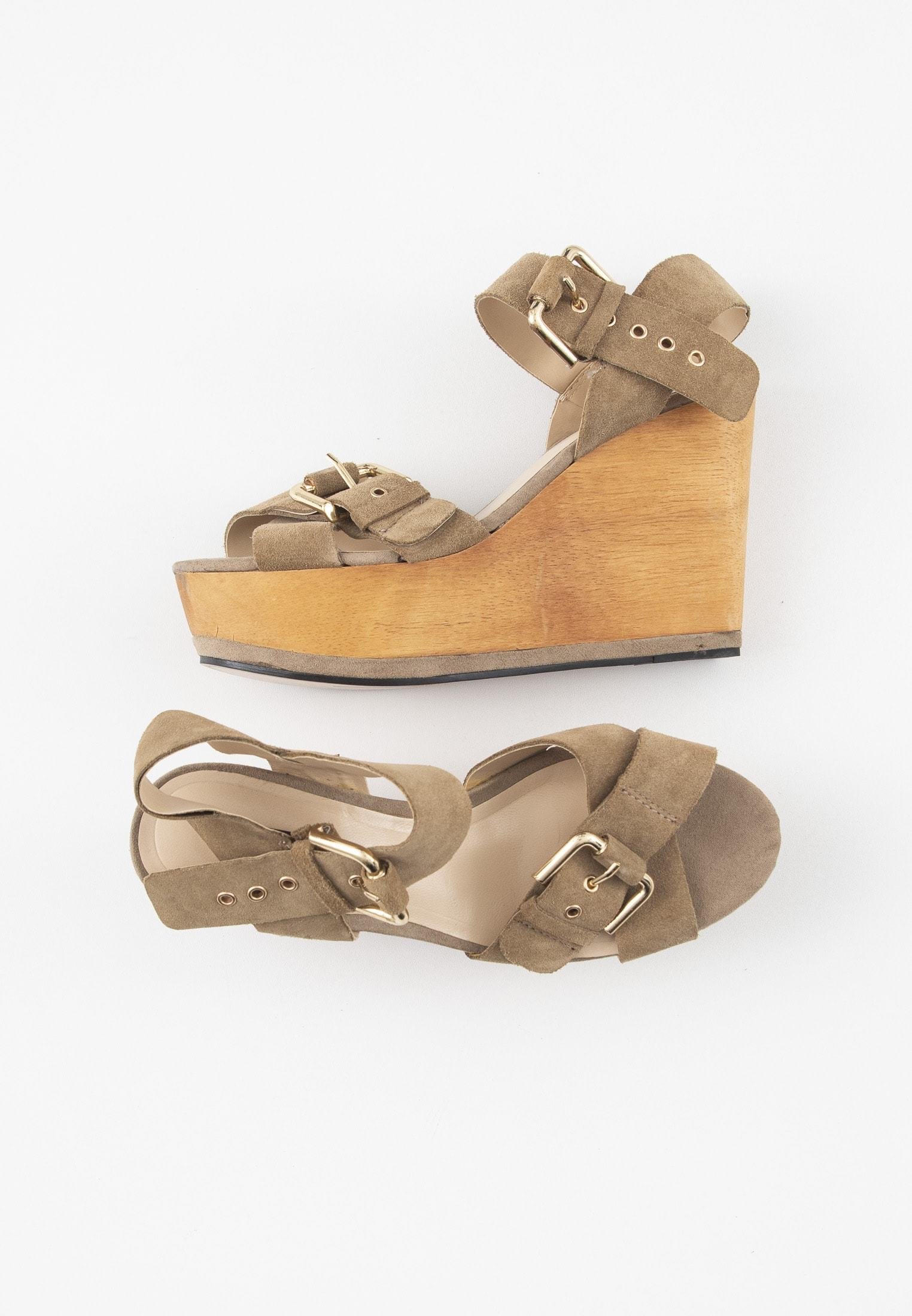 Mango Sandalen met sleehak - beige/Beige - Zalando.nl