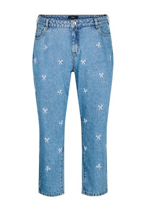 MILLE MOM FIT MIT STICKEREI - Jean boyfriend - light blue bow emb
