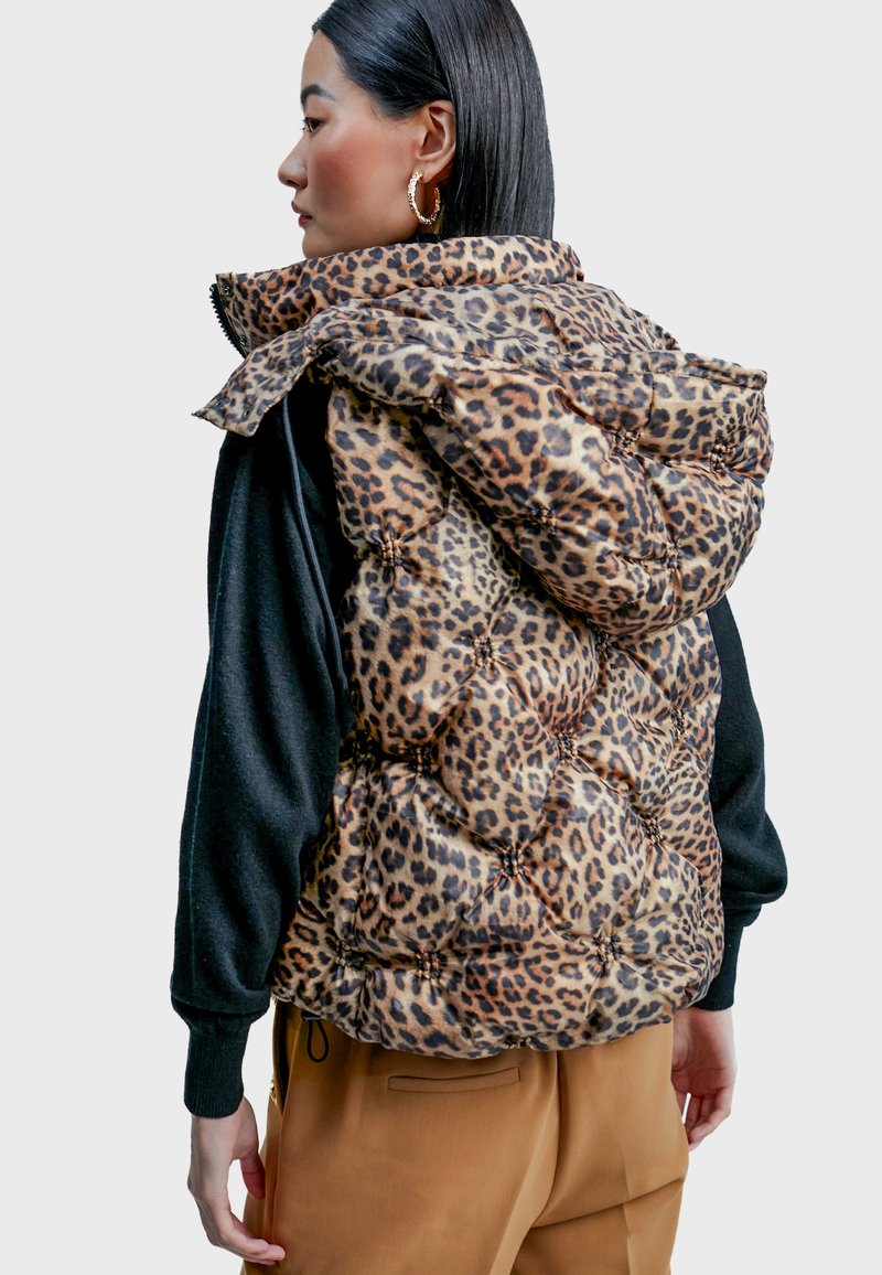 Gilet Trapuntato Senza Maniche, Stampa Leopardata, Con Cerniera E Tasche, Taglia Plus, Donna, UK Dispatch
