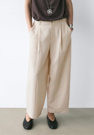 Massimo Dutti FLOWING WITH ELASTICATED WAISTBAND - Pantaloni - beige