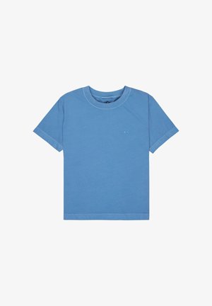 Light blue cotton t-shirt with a round neck, short sleeves, and a small logo on the chest. Features a straight hem and clean seams.