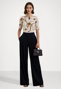 Lauren Ralph Lauren PRINT STRETCH COTTON BOATNECK TEE - Marškinėliai su spaudiniu - cream