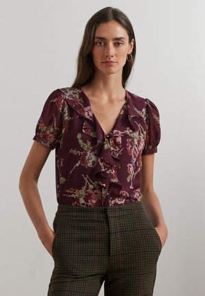 FLORAL GEORGETTE PUFF SLEEVE BLOUSE - Blúzka - burgundy