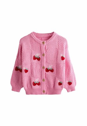 REGULAR FIT - STRAWBERRY EMBROIDERED TEXTURED - Kardigán - bright pink