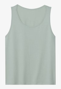 Lys grøn tanktop lavet af glat stof, med en scoop-udskæring, brede skulderstropper og en afslappet pasform. Ren kantfinish.