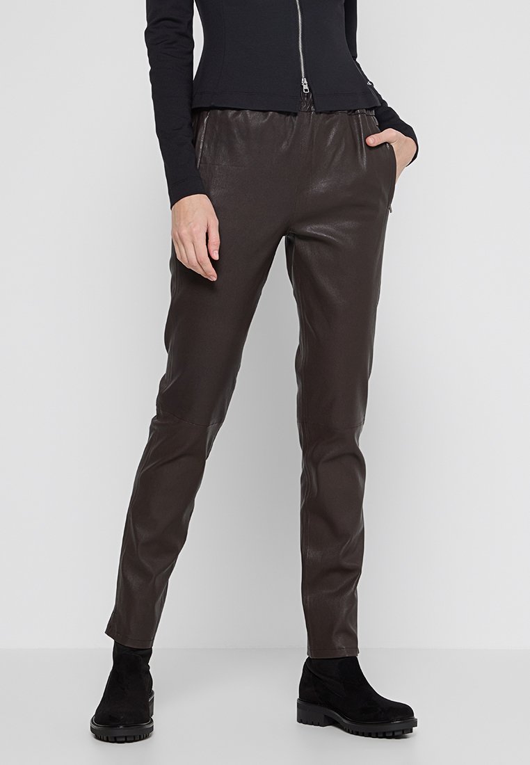 Oakwood Leren broek donkerbruin