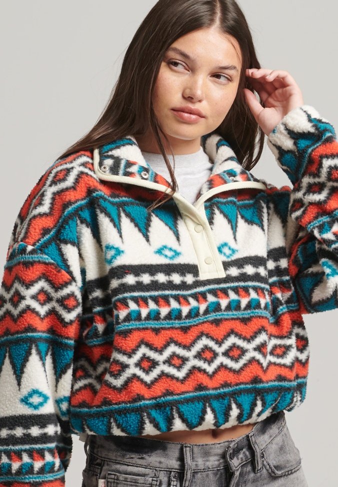 Superdry Printed Half Zip Fleece Top, Navis Print