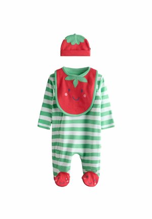 REGULAR FIT - APPLIQUÉ COTTON FOOTED ZIP SLEEPSUIT, HAT AND BIB SET  . - Salopetă bebeluși - green tomato
