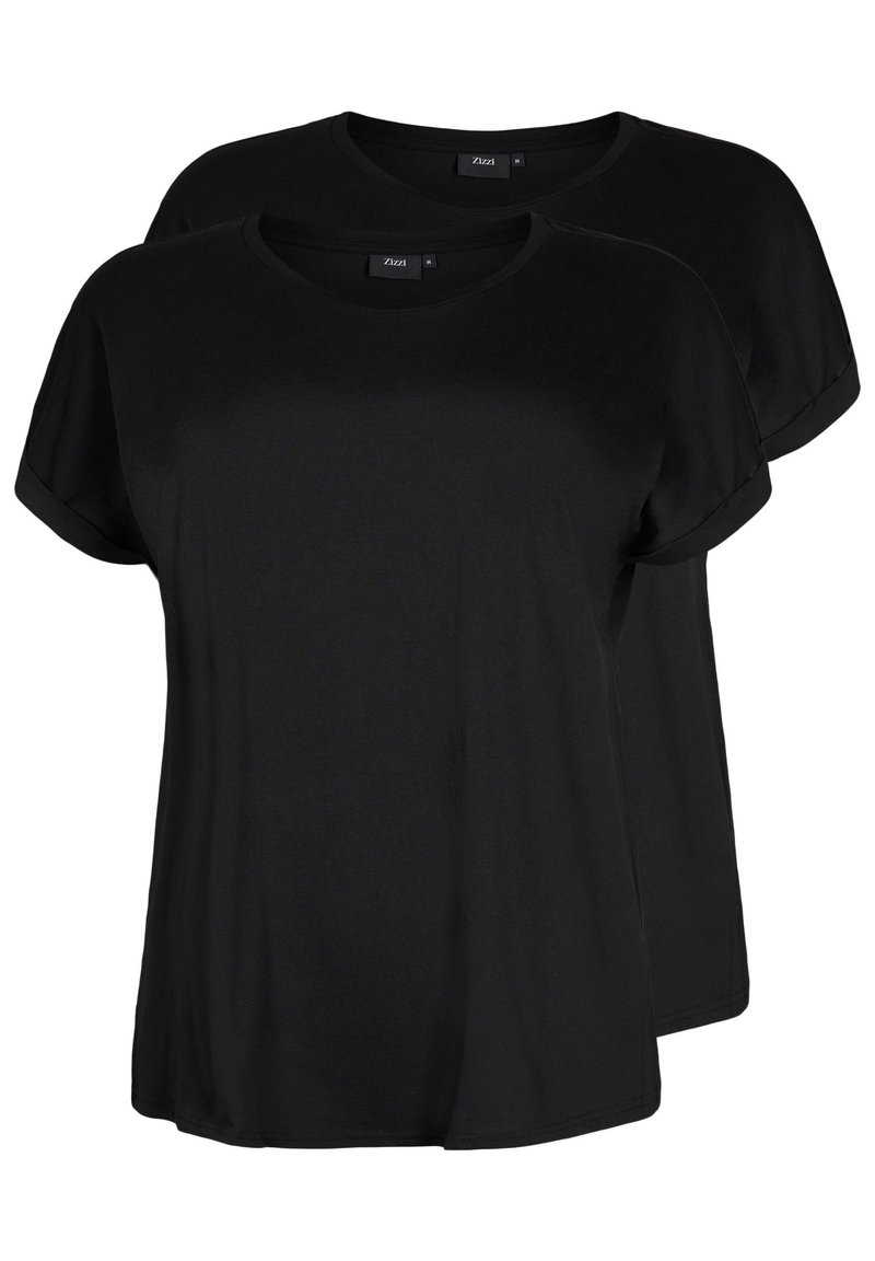 Zizzi 2-PACK SHORT SLEEVED - Osnovna majica kratkih rukava - black