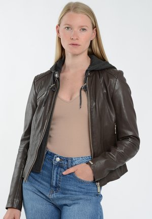 MODERN MICO - Lederjacke - dark brown