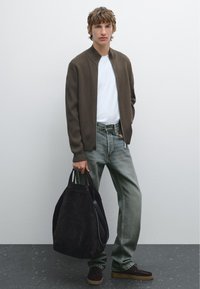 Massimo Dutti HIGH COLLAR WITH ZIP - Kardigan - mottled dark grey