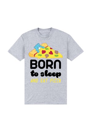CARE BEARS BEDTIME BEAR BORN TO SLEEP AND EAT PIZZA - Camiseta estampada - heather grey