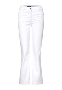Vita utsvängda jeans i en blandning av bomull, med frontknäppning, två sidofickor och en slät, texturerad yta.