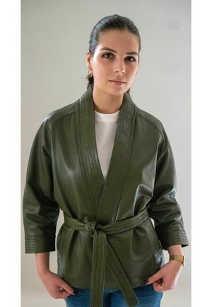 Leren jas - khaki green