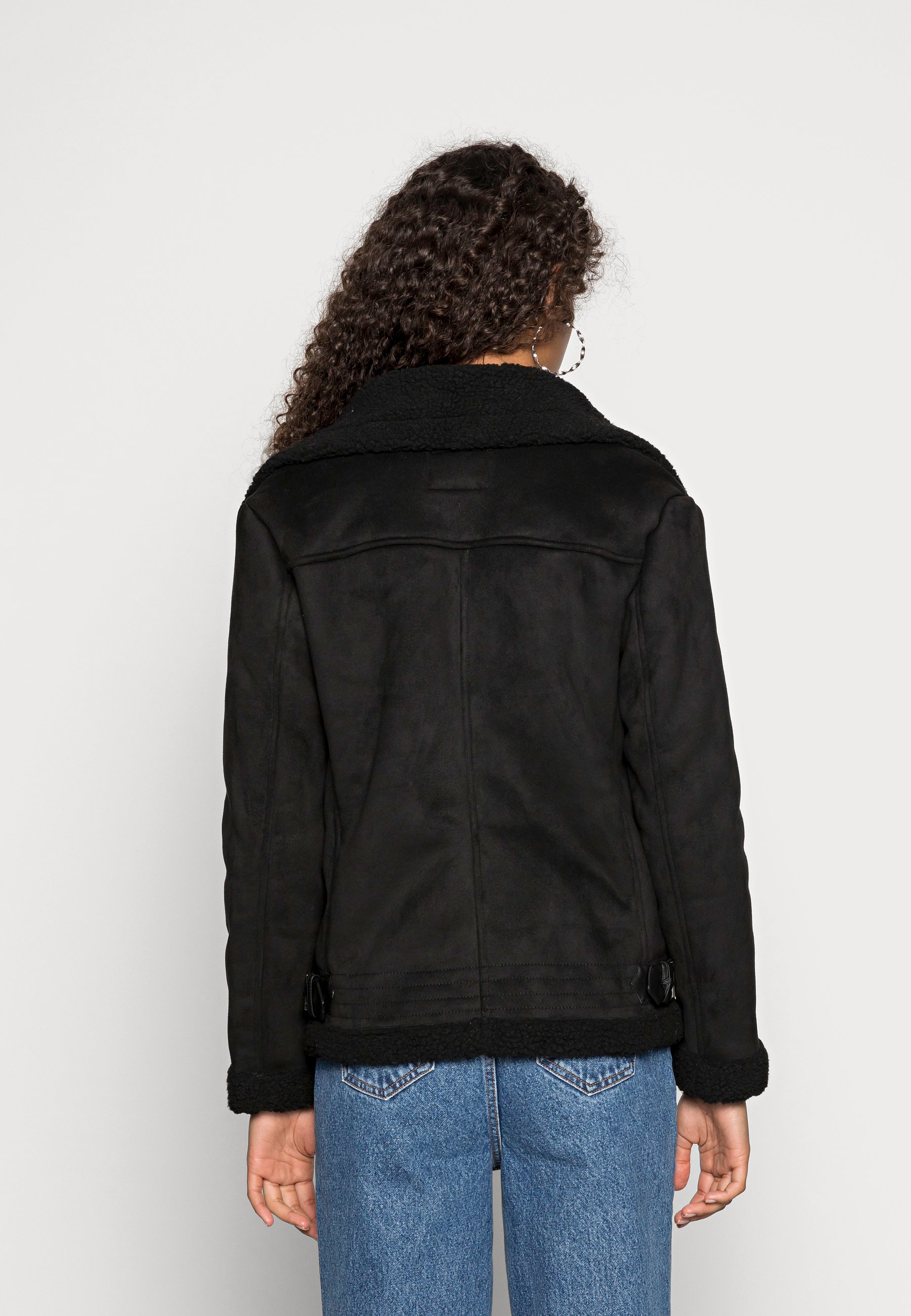 only faux leather shearling jacket