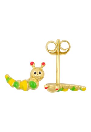 OHRSTECKER RAUPE GRÜN/GELB/ROT 10X7MM - Orecchini - gelbgold