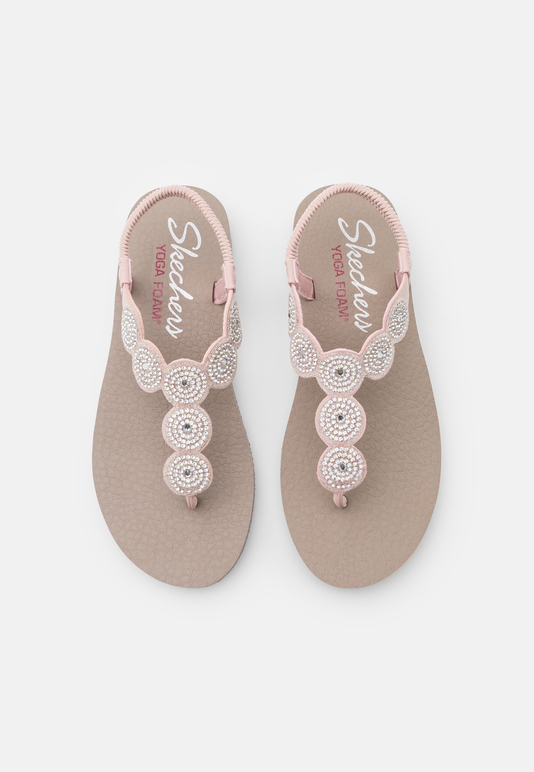 skechers yoga foam sandals white