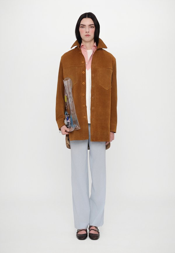 FRINGED OVERSHIRT - Leather jacket2