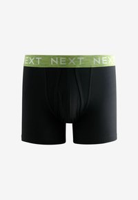 Fekete boxer alsónadrág, texturált zöld derékkal, amelyen fehér színnel a "NEXT" felirat található. Simulékony, nyújtható anyagból készült.