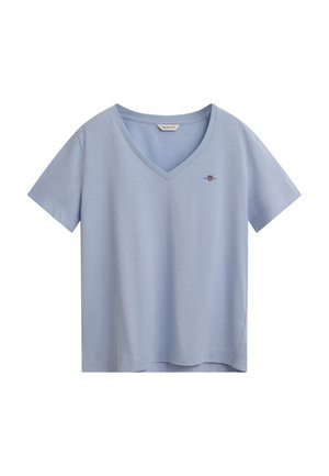 GANT, REG SHIELD SS V-NECK T-SHIRT - Camiseta básica - fresh blue