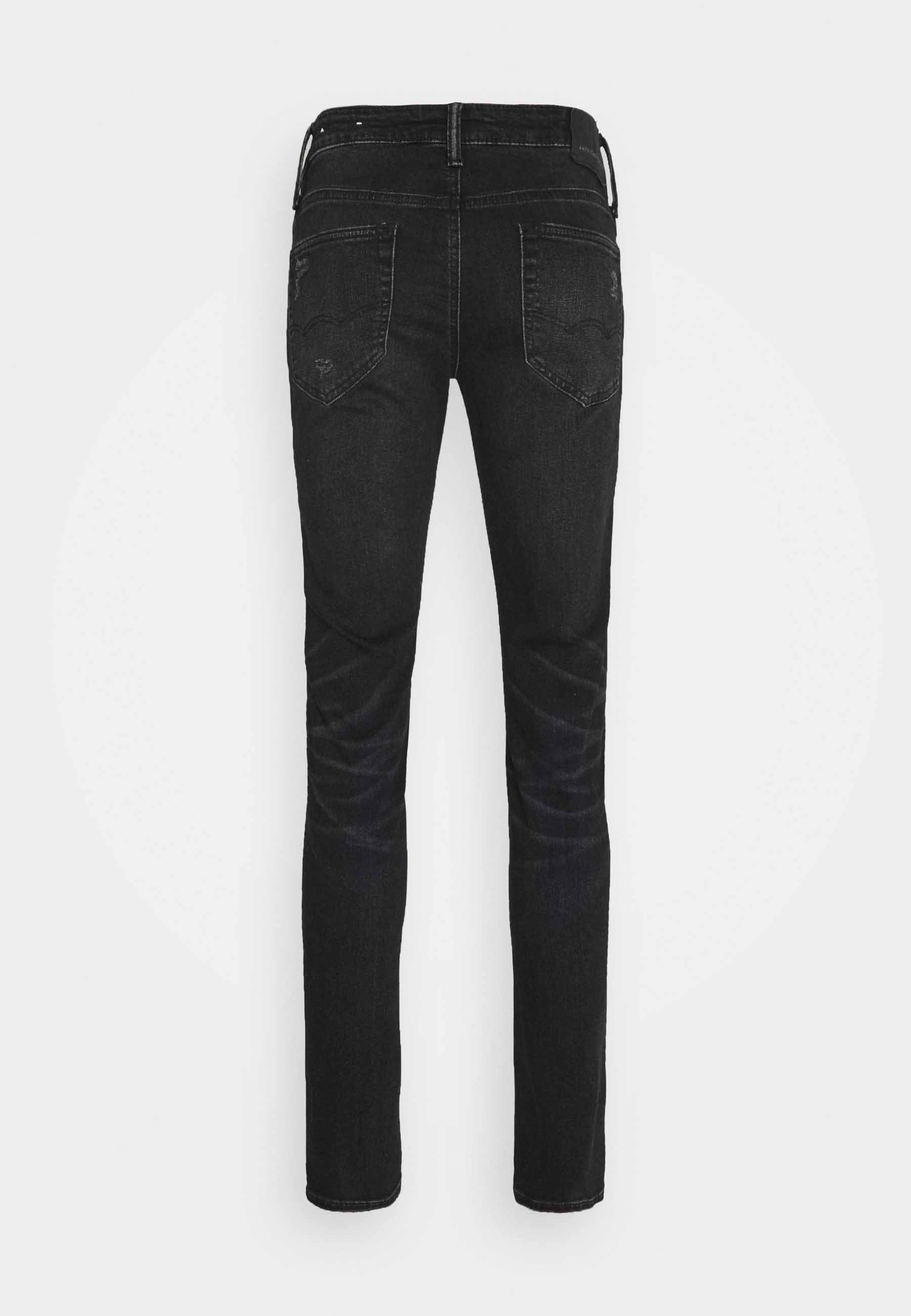 American Eagle BLACK MENDED - Slim fit jeans - black slash/black denim -  Zalando.co.uk