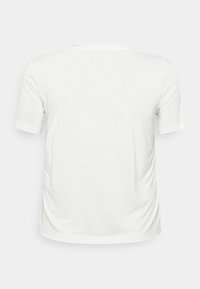 White short-sleeve T-shirt made of smooth cotton blend, featuring a crew neckline and a plain, unadorned design.