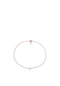 Roosakuldne kett-kaelakee peene, siledapinnalise tekstuuriga, mille keskel on väike ümmargune detail ja reguleeritav kinnis.