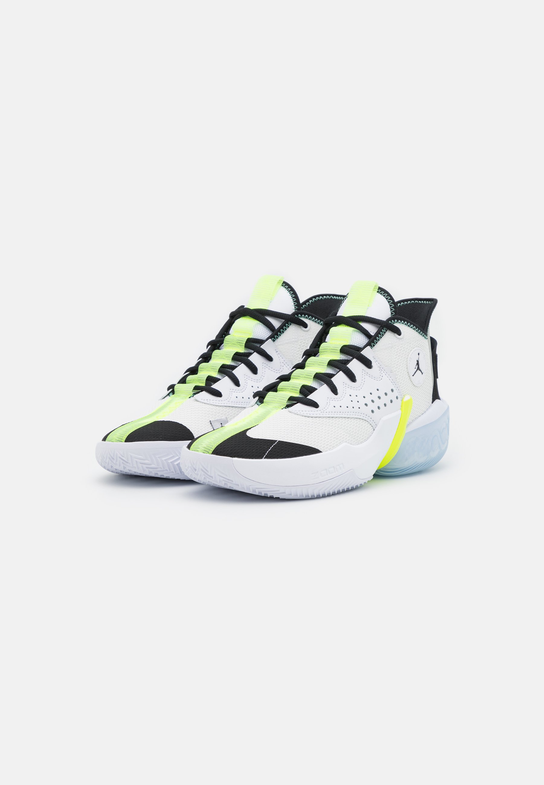 Jordan JUMPMAN DIAMOND 2 MID - Krepšinio batai - white/black/green  glow/volt/light smoke grey/balta - Zalando.lt