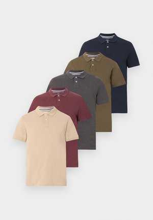 Pier One 5 PACK - Polo - bordeaux/olive/dark grey