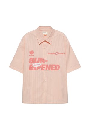 PULL&BEAR, STRIPED WITH PRINT - SHIRT - Košeľa - pink