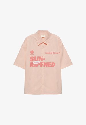 PULL&BEAR, STRIPED WITH PRINT - SHIRT - Košeľa - pink