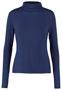 Tyrkysový dlouhý rukáv rolák vyrobený z elastické, měkké látky. Má přiléhavý střih a vysoký, skládací límec.