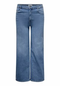 Wide-leg denim jeans in light blue wash. Made of cotton, featuring a classic five-pocket design and subtle stitching detail.