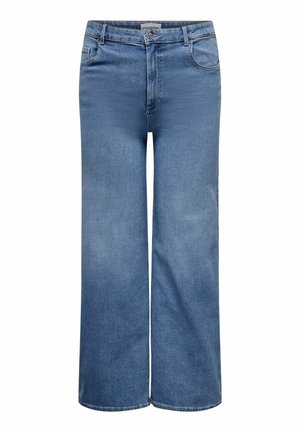 Jeans en denim à jambes larges dans un délavage bleu clair. Fabriqués en coton, ils présentent un design classique à cinq poches et des détails de couture subtils.