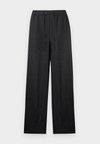 RELAXED WIDE LEG PURE LINEN TROUSERS - Παντελόνι - black