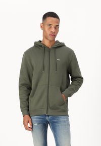 Tommy Jeans FLAG ZIP - Majica s kapuljačom i patentnim zatvaračem - fatigue green