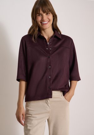 Cecil, VELOURS HEMDBLUSE MIT TAPEDETAILS - Chemisier - berry red