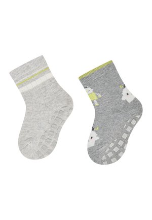 Sterntaler, ABS SOCKEN 2ER PACK RIPPE UND ROBOTER MIT INNENFROTTEE IM UNISEX - Socken - silber melange