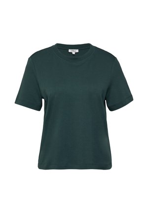Groene t-shirt met korte mouwen, gemaakt van zacht, soepel katoen, met een ronde halslijn en een relaxed fit. Minimale stikdetails op de mouwen.