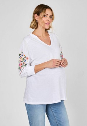 MATERNITY FIT - EMBROIDERED - Long sleeved top - white