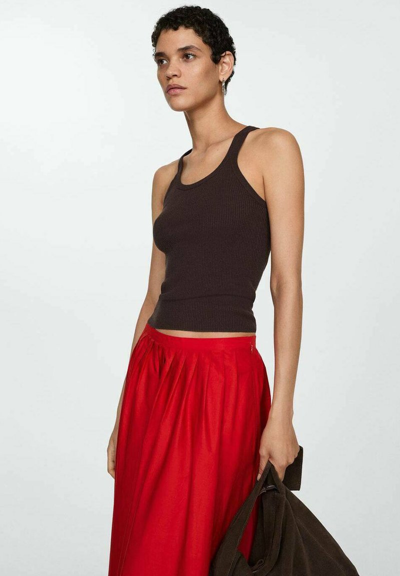 Jupe Longue Mango Rouge Taille M - 100% Coton - Neuve Avec étiquettes - Parfaite Pour Soirée Ou Décontracté