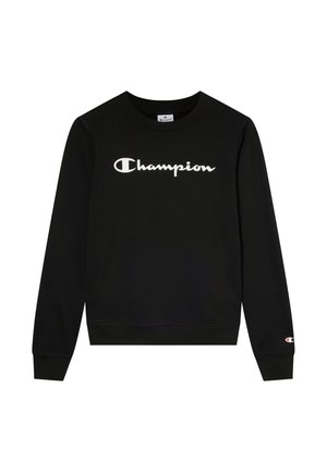 Felpa nera in misto cotone, con logo bianco "Champion" sul davanti, polsini e orlo a costine, con dettaglio logo sulla manica.