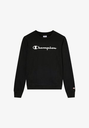 Felpa nera in misto cotone, con logo bianco "Champion" sul davanti, polsini e orlo a costine, con dettaglio logo sulla manica.