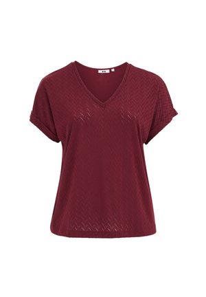 WE Fashion, CURVE - T-shirt basic - burgundy red