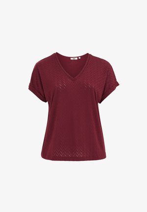 WE Fashion, CURVE - Lihtne T-särk - burgundy red