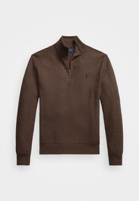 KNIT COTTON QUARTER ZIP JUMPER - Trui - spa brown heather